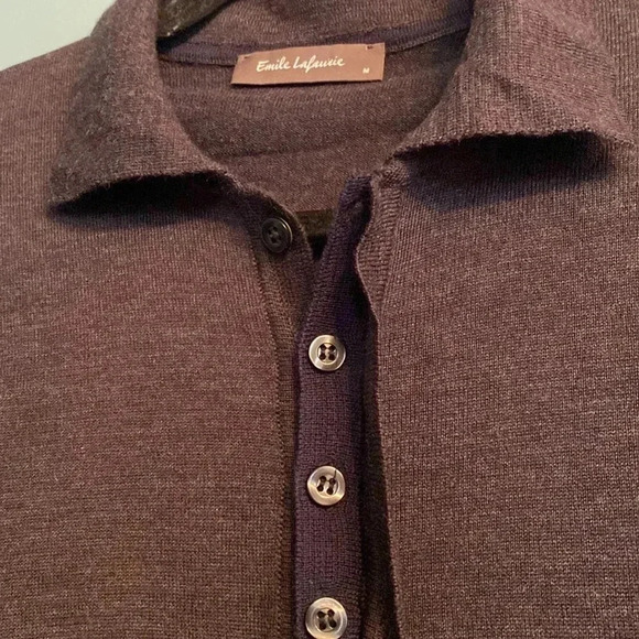 Emile Lafaurie men’s sweater - medium - made in Italy - wool - collar- dark gray - Picture 4 of 5